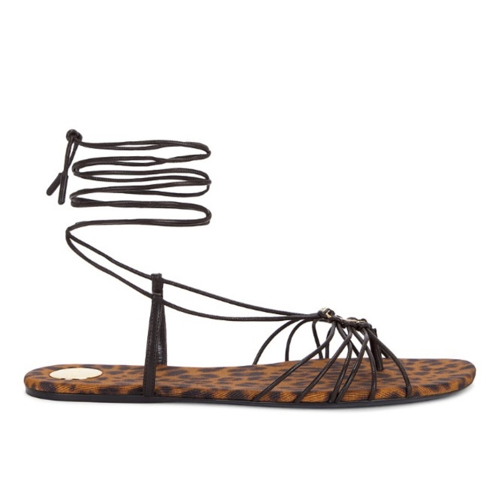 SAINT LAURENT Babylone YSL logo ankle strap leopard sandals - Picture 5 of 6